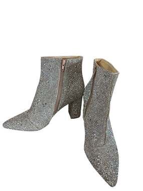 Betsey Johnson Cady Evening Rhinestone Ankle Booties in Silver